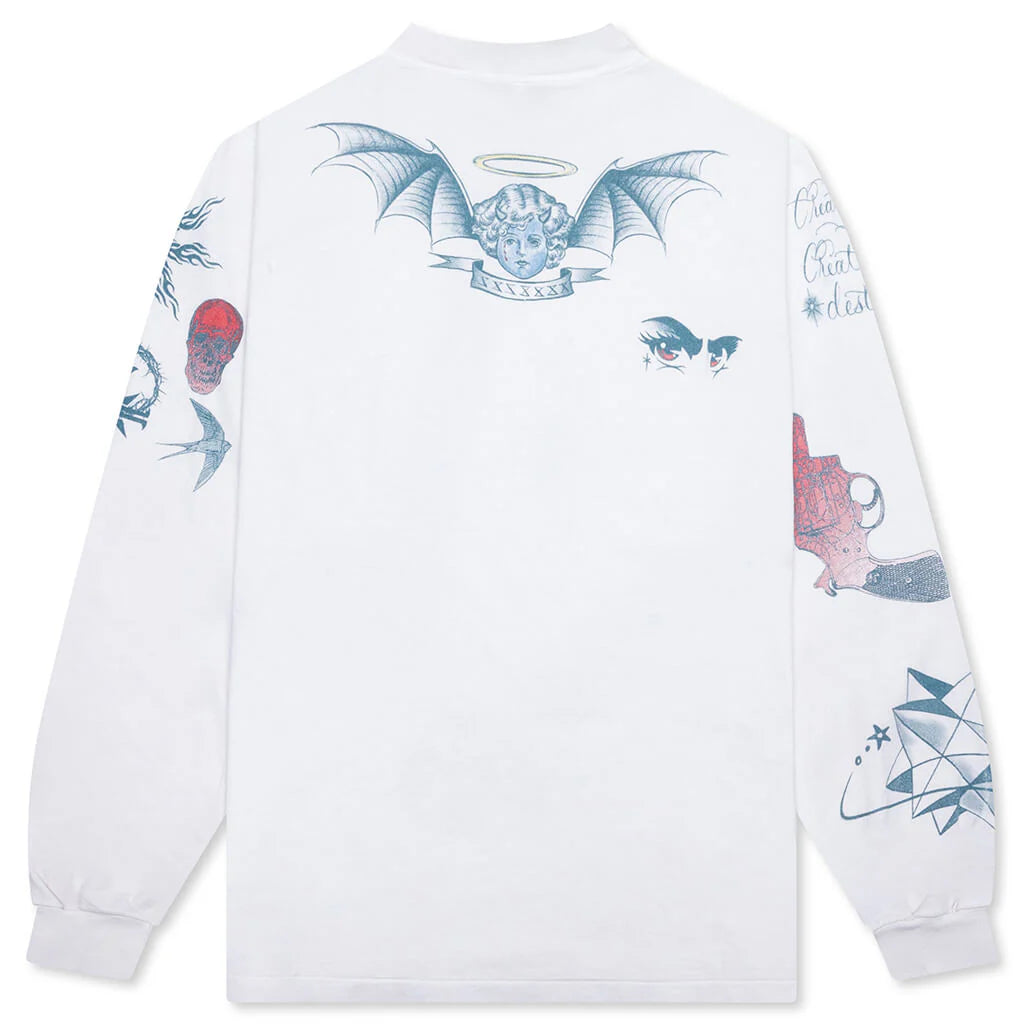 Saint M6 x Dr Woo Tattoo L S Tee White