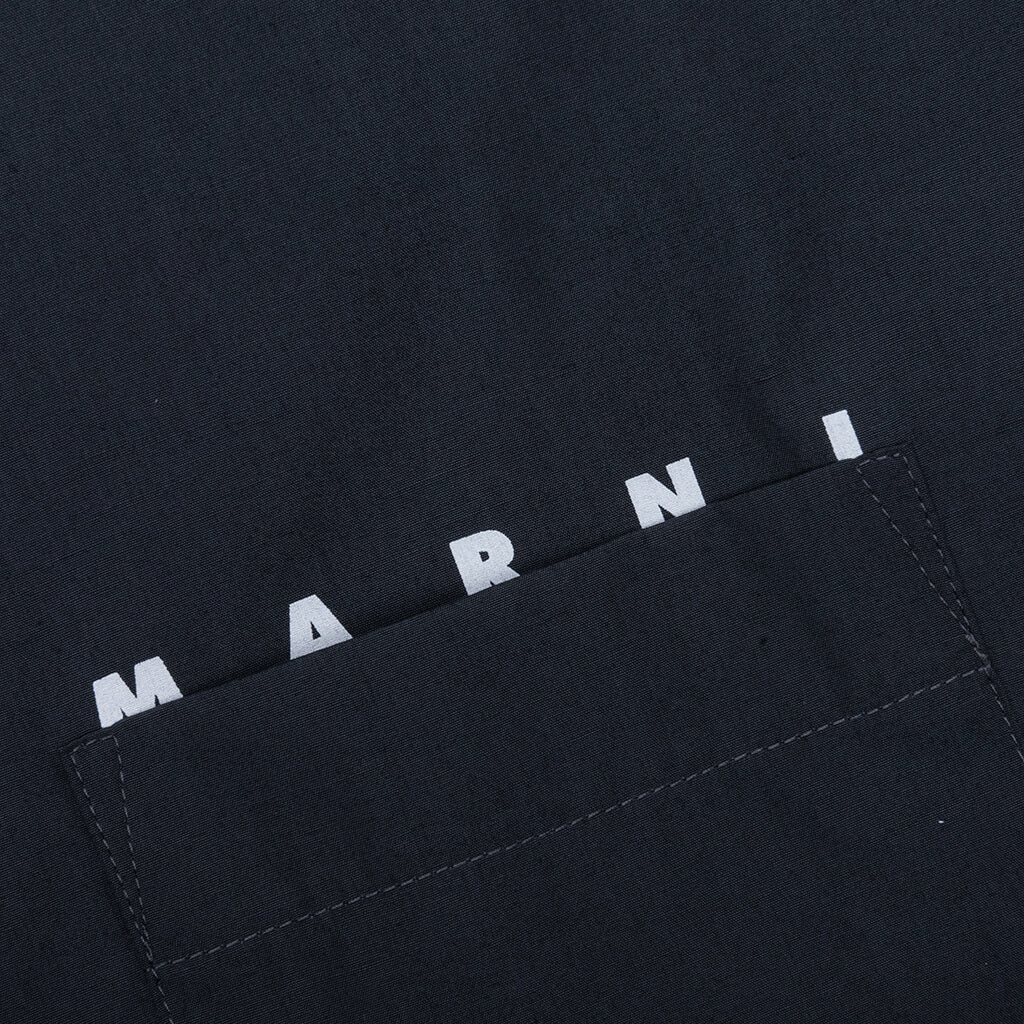 Organic Hidden Logo Poplin Cotton Shirt Dark Ash
