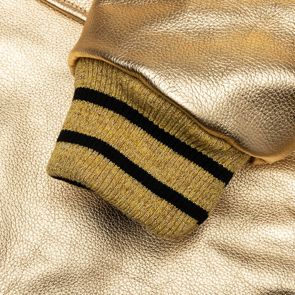Metallic Leather Bomber Gold