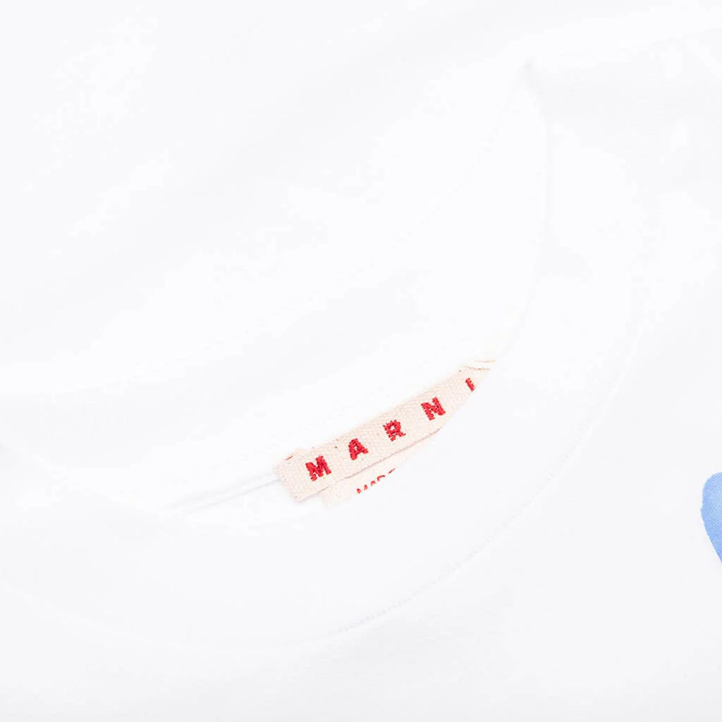 Organic Cotton T Shirt With Marni Dripping Print Lily White