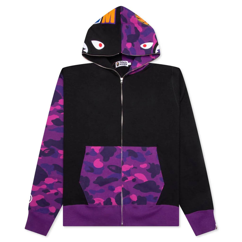 Color Camo Shark Full Zip Hoodie Purple