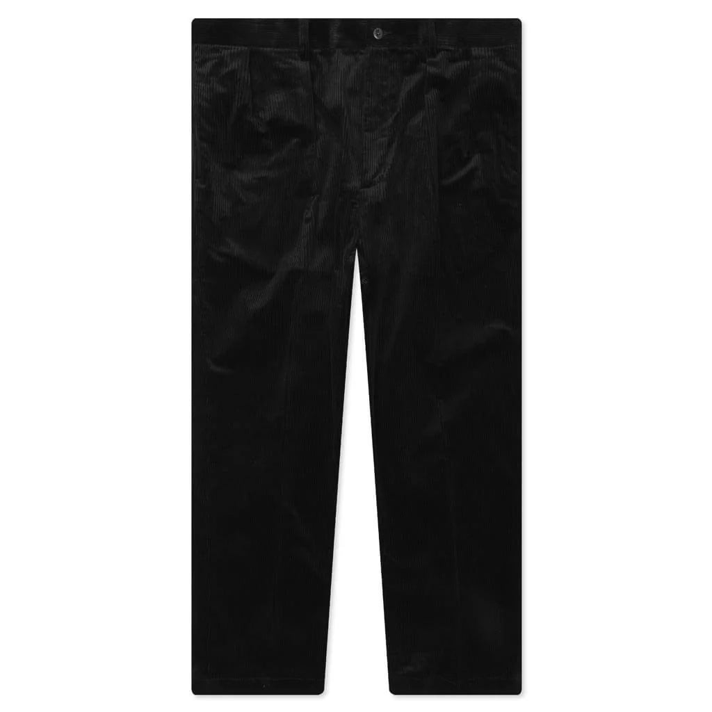 Double Pleated Corduroy Trousers Black