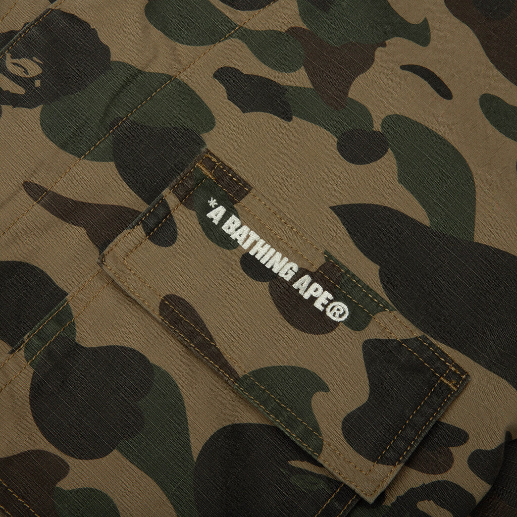 1st Camo Heavy Washed Multi Pocket Cargo L S Shirt Green