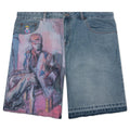 Painted Panel Shorts Light Wash