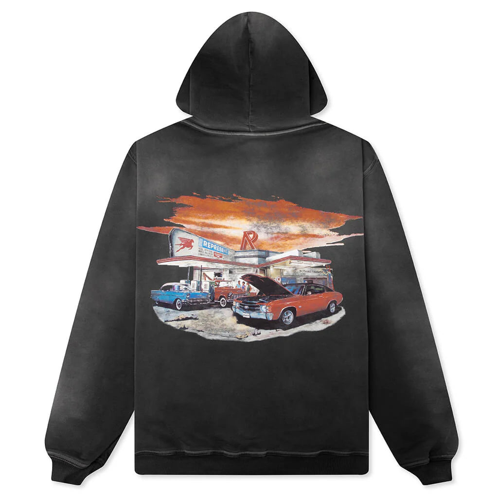 24 Hour Service Hoodie Stained Black