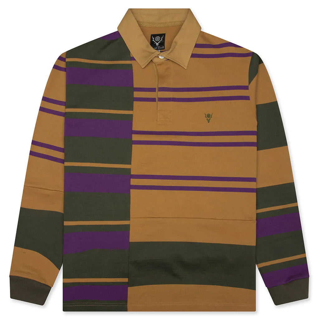 Rugger L S Polo Shirt Crazy Pattern Square