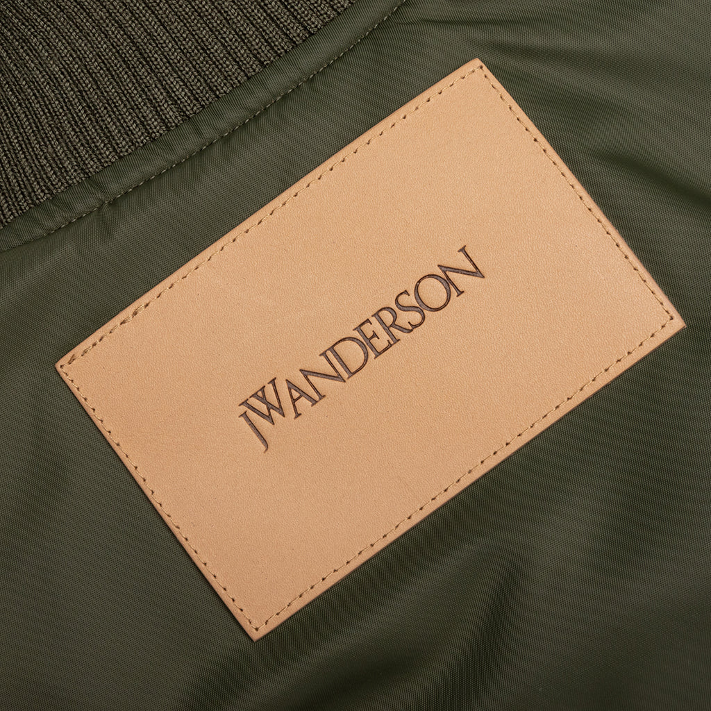 Oversized Curved Hem Bomber Jacket Olive
