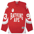 Line Camo Jacquard Logo Relaxed Fit Ice Hockey Jersey Red