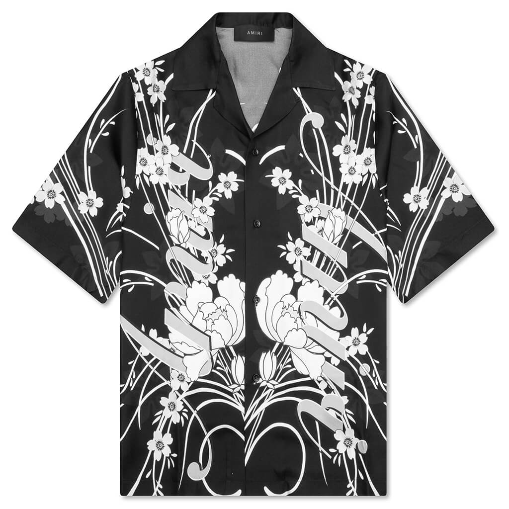 Floral Bowling Shirt Black