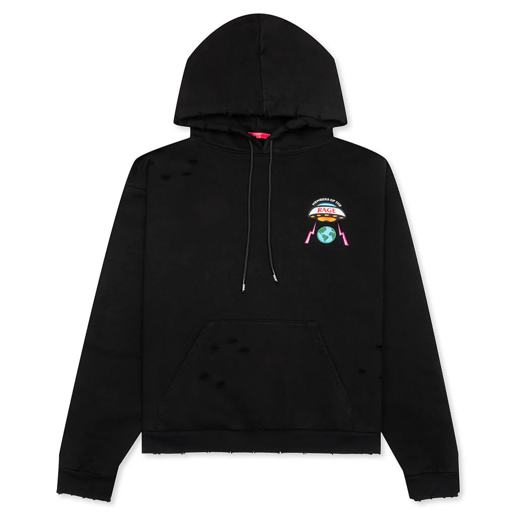Distressed Hoodie Small Logo Black