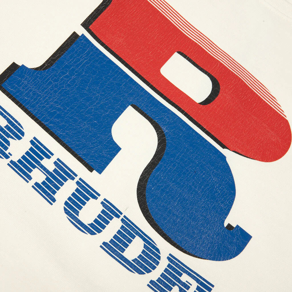 Split Petrol Logo L S Tee Vintage White Red Blue