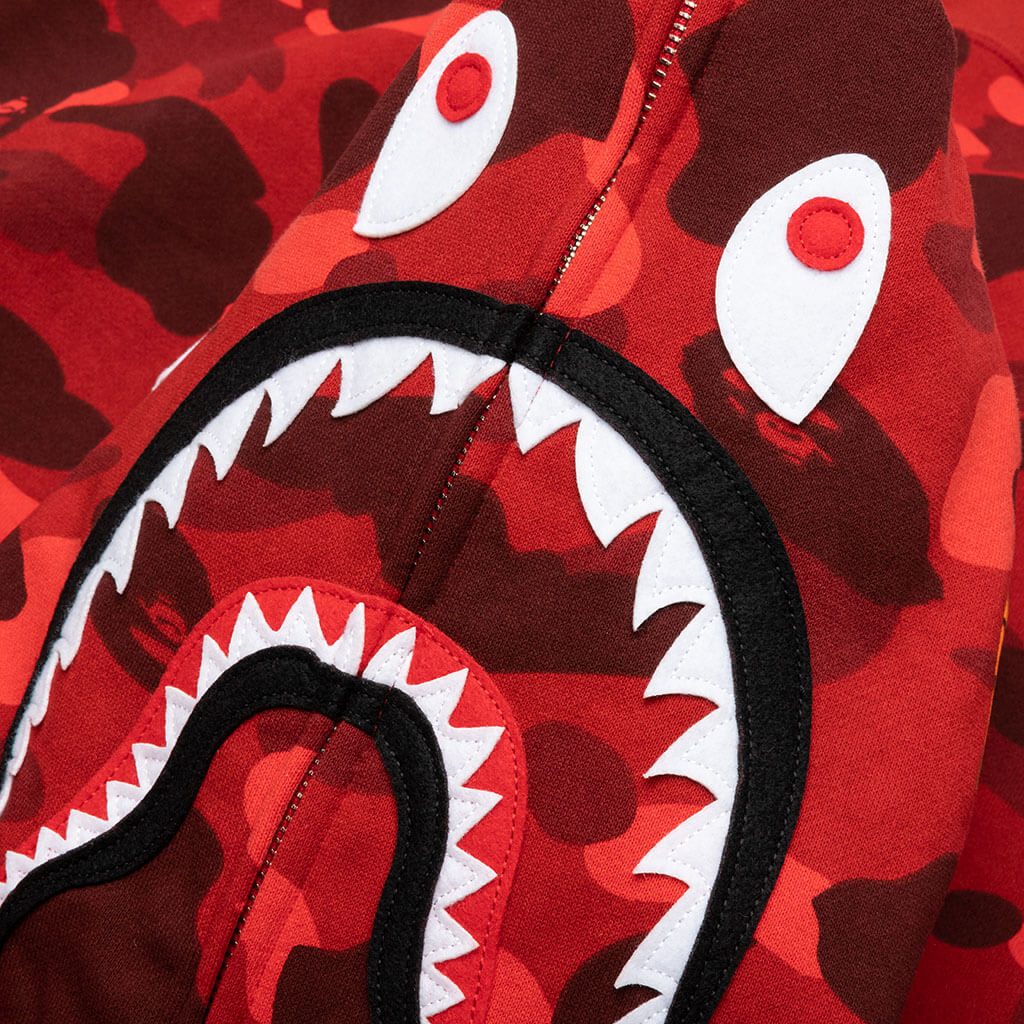 Color Camo Shark Full Zip Hoodie Red