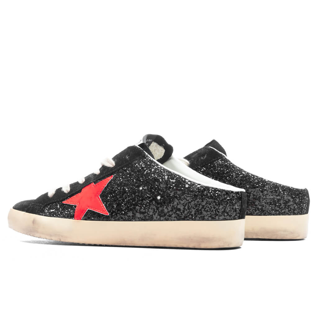 Womens Sneakers Leather Sabot Super Star Black Coral Red
