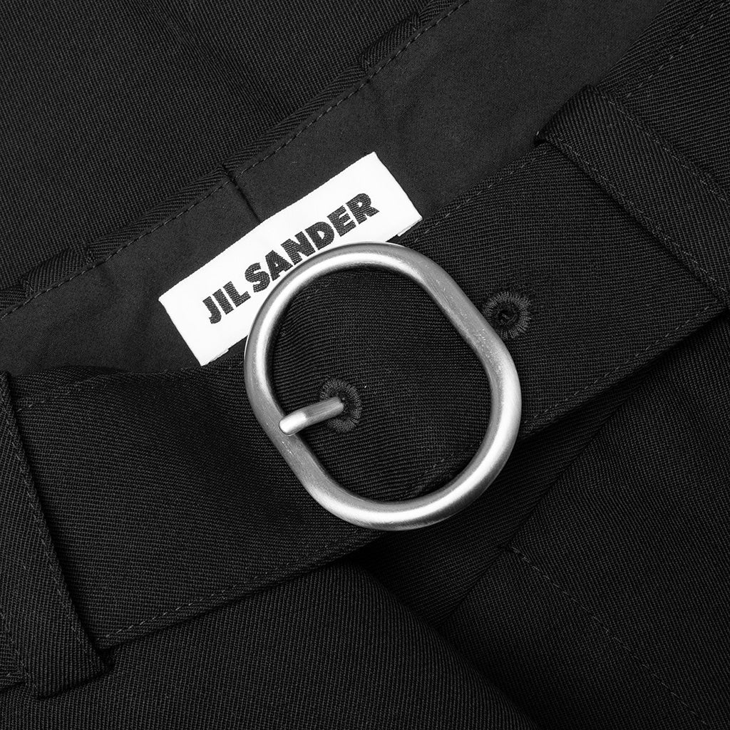 Gabardine Belted Trousers Black