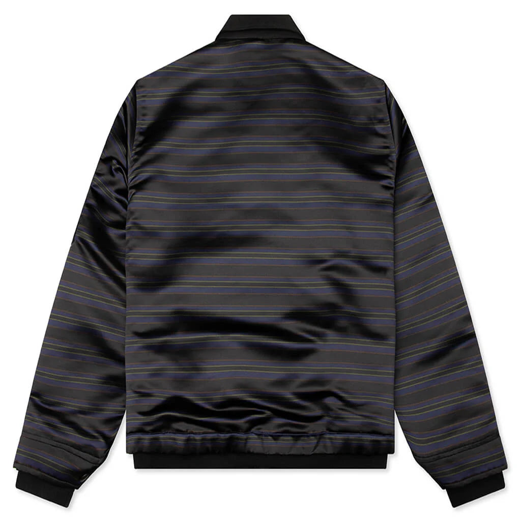 Horizontal Stripe Blouson Black Navy