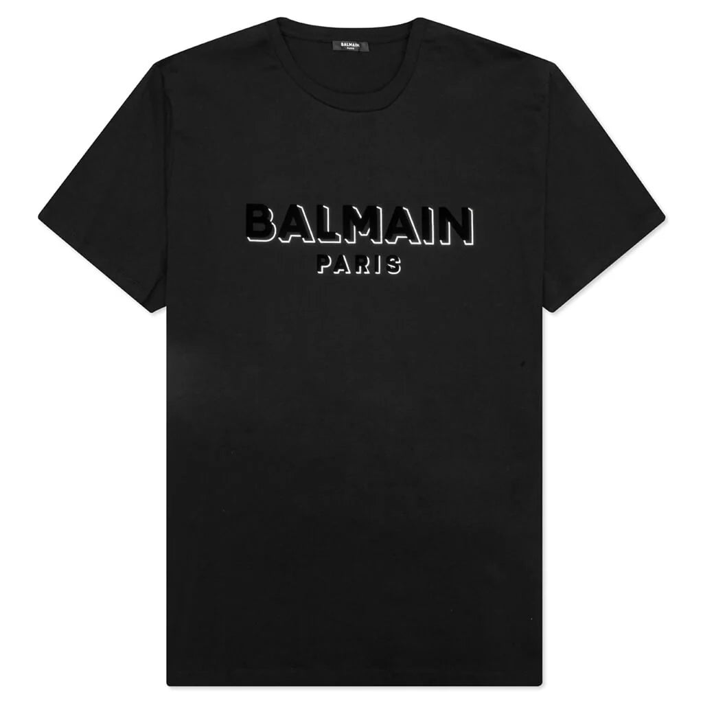 Flock Foil T Shirt Black Silver