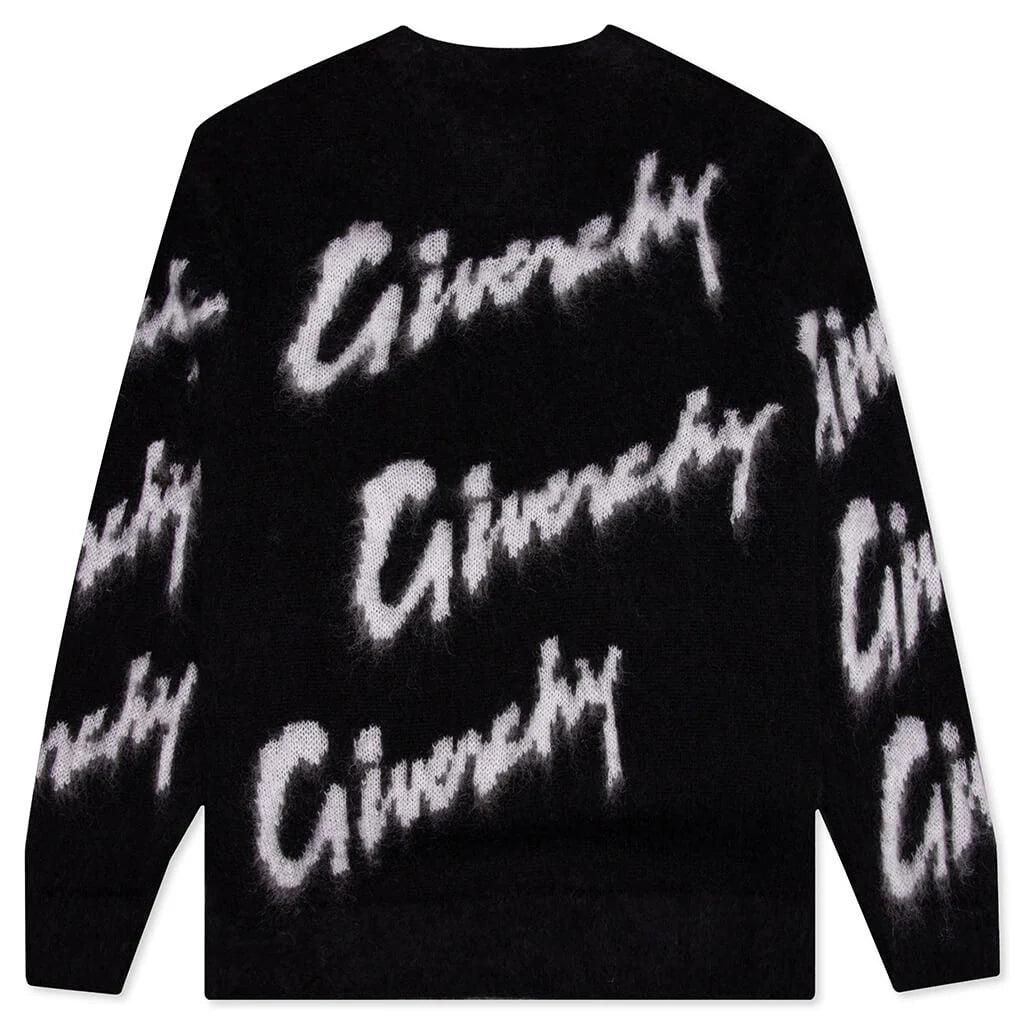 Intarsia Mohair and Wool Sweater Black White