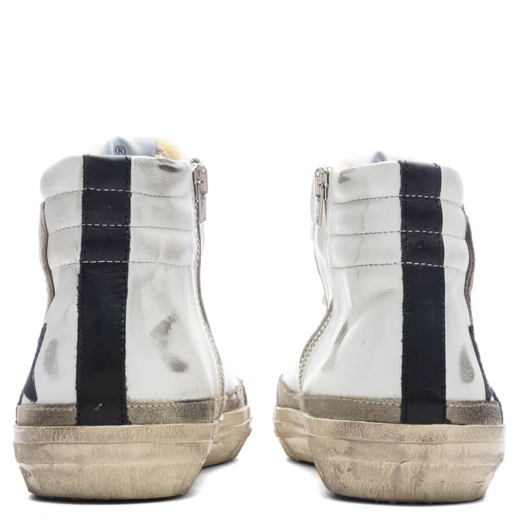 Slide Leather White Yellow Black