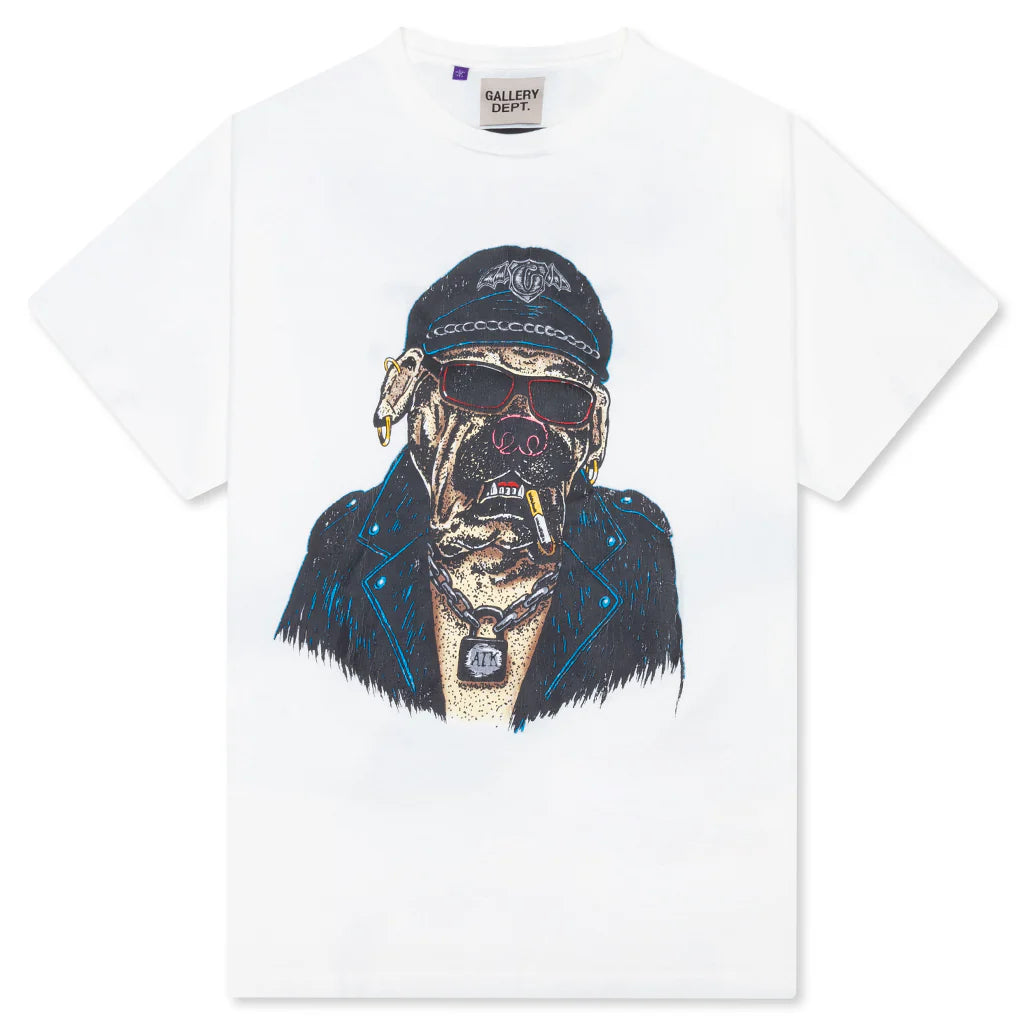 Oct Biker Dog Tee Light Archival White