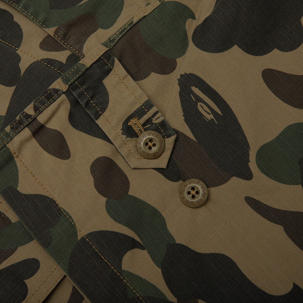 1st Camo Heavy Washed Multi Pocket Cargo L S Shirt Green