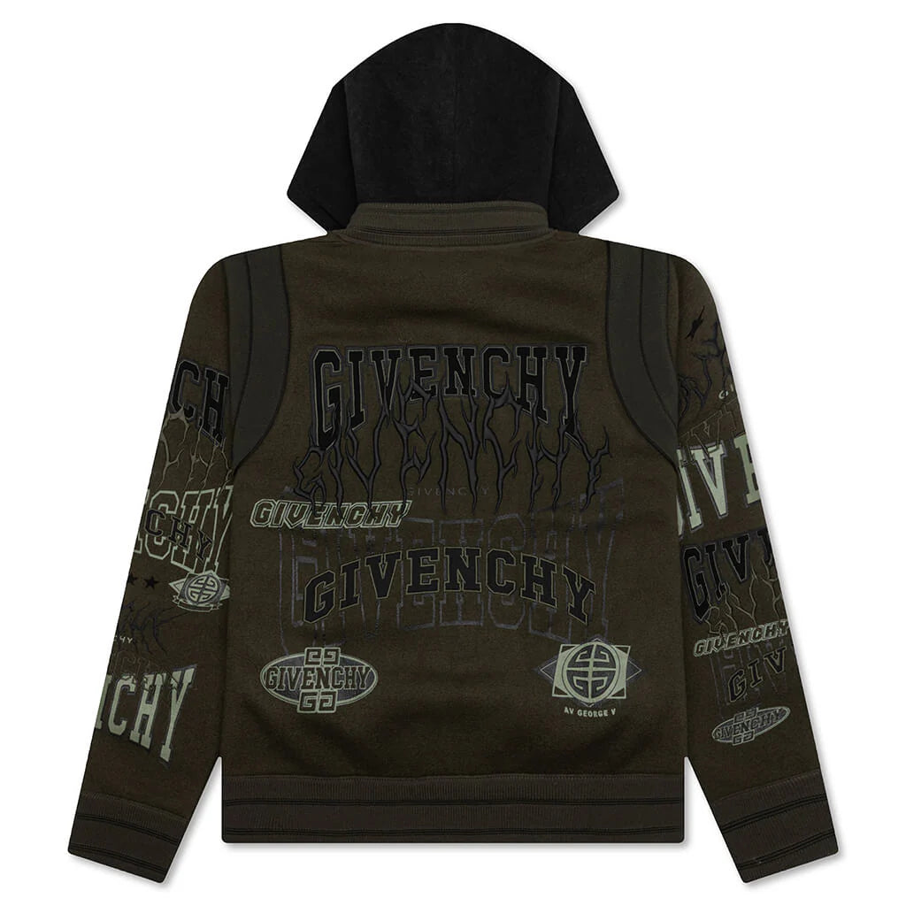 Hooded Varsity Jacket Military Green