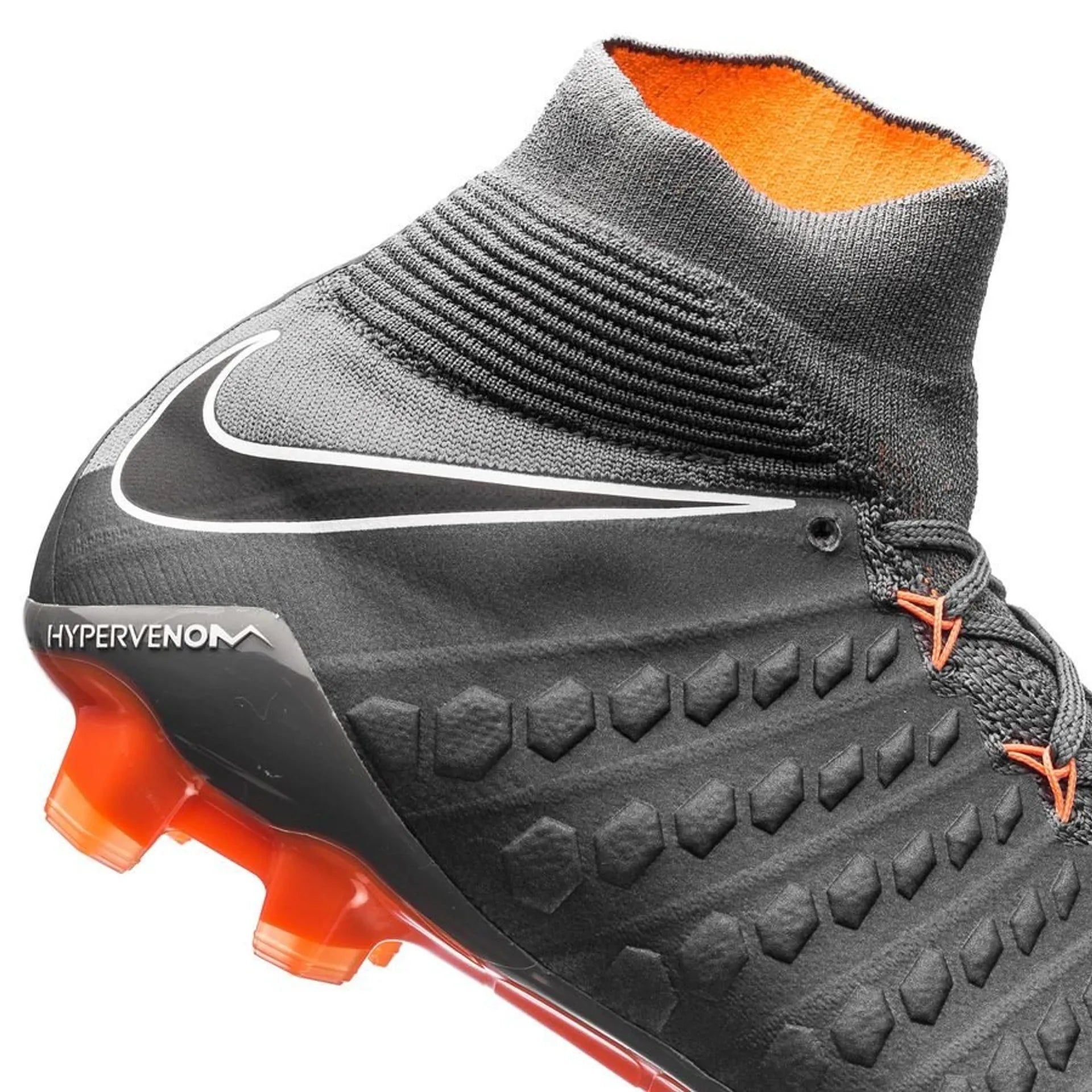Nike Hypervenom Phantom 3 Elite DF FG AG Multi Ground Soccer Cleats Dark Grey Total Orange White