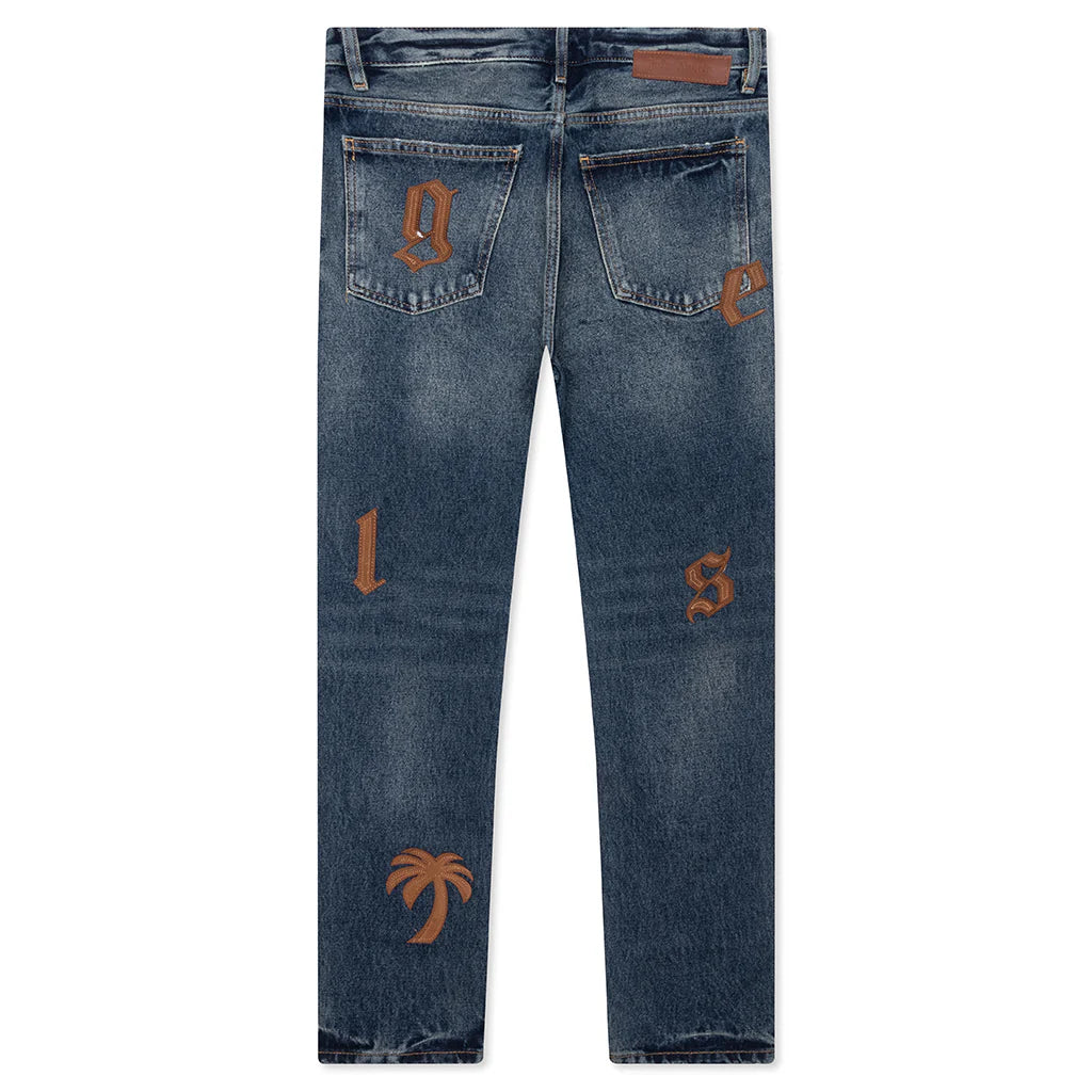 Logo Patch 5 Pockets Blue Golden Brown