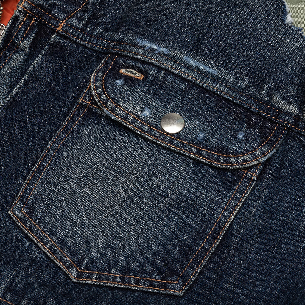 Flight Jacket Layered Denim Indigo