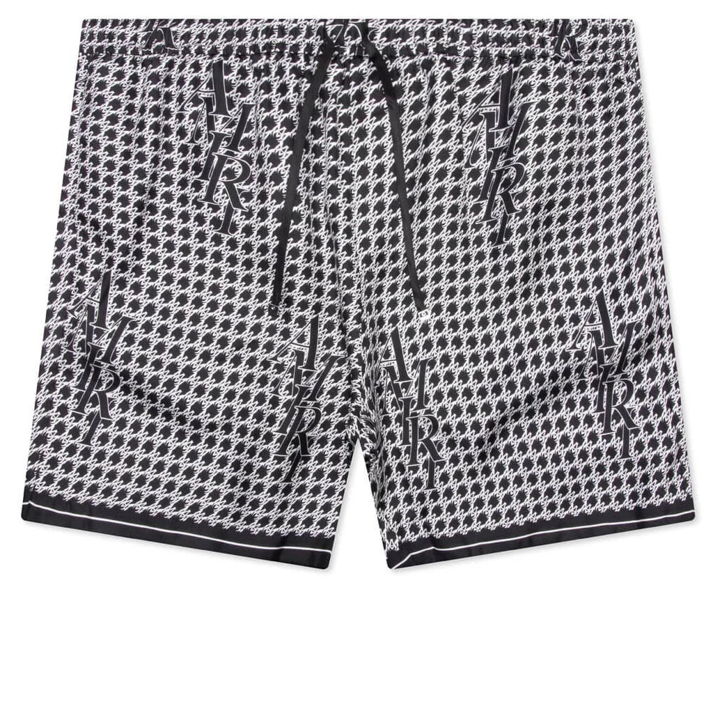 Houndstooth Silk Short Black