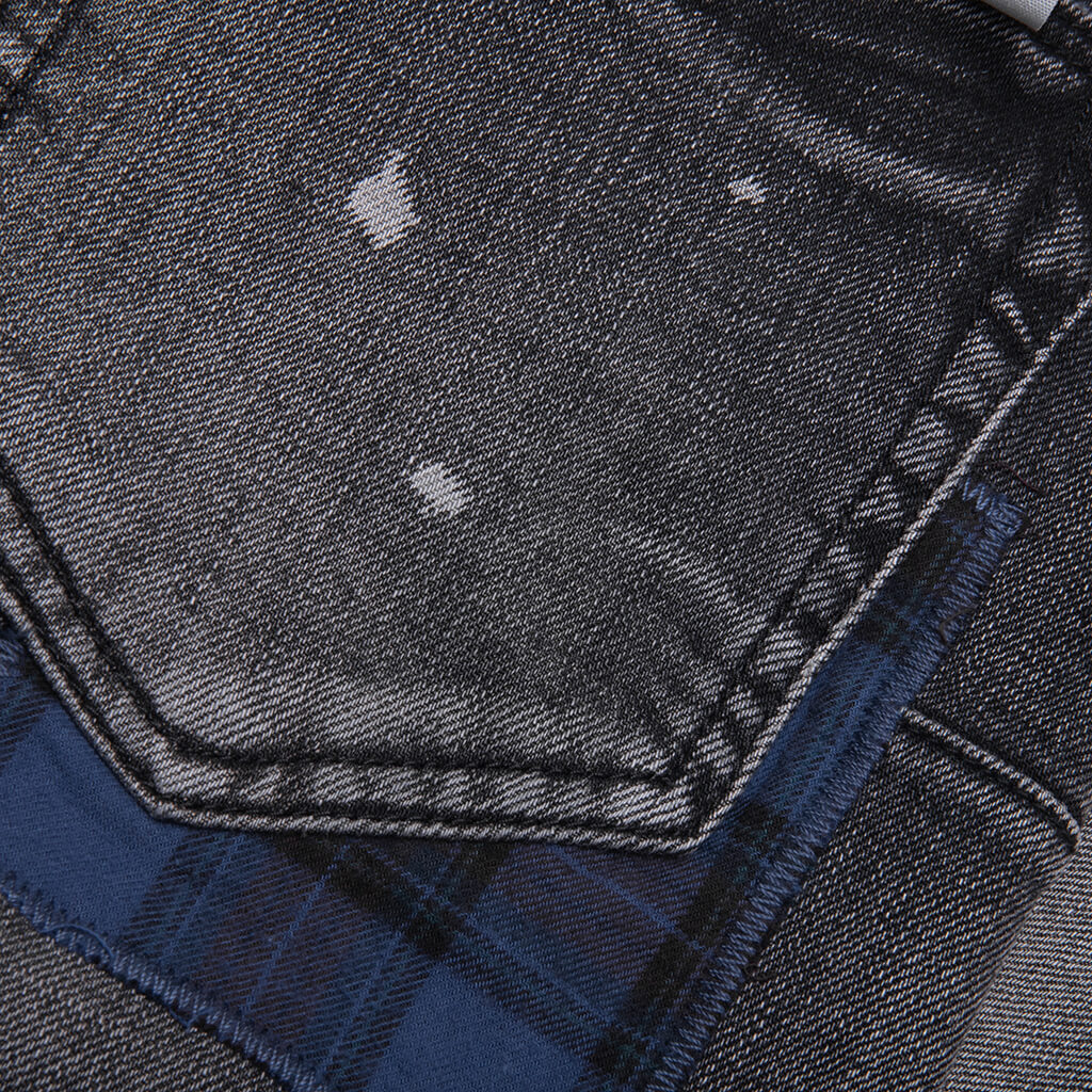Skinny Plaid Patch Black
