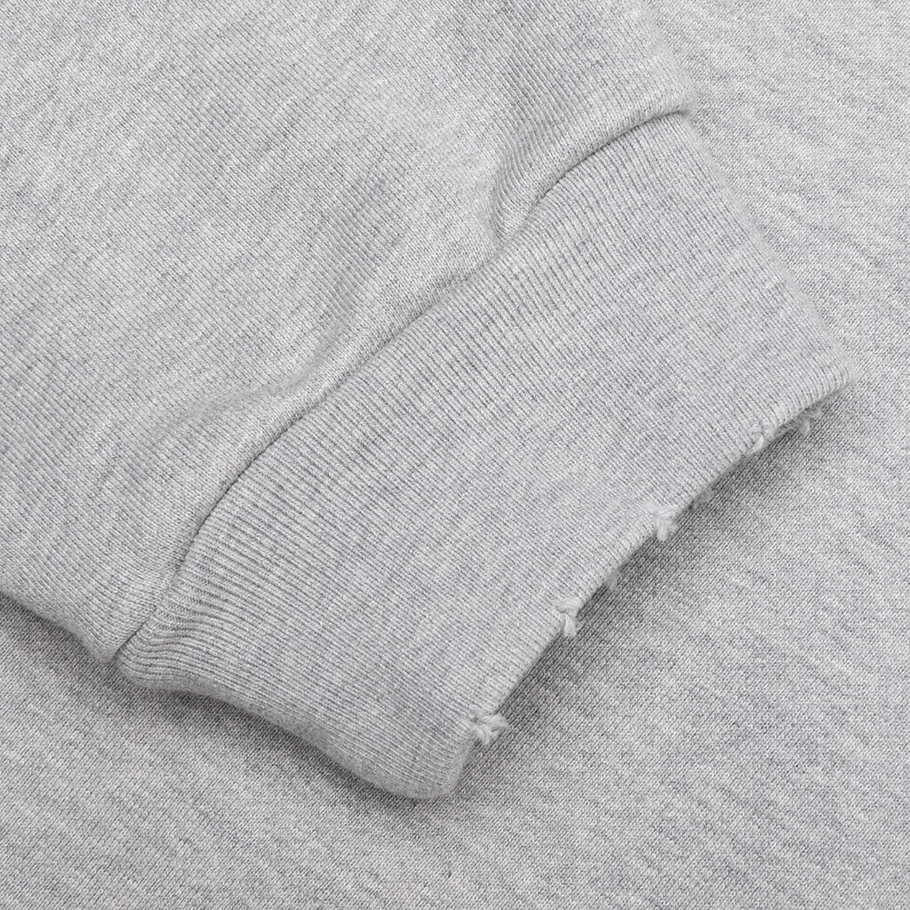 Distressed Hoodie Small Logo Heather Grey