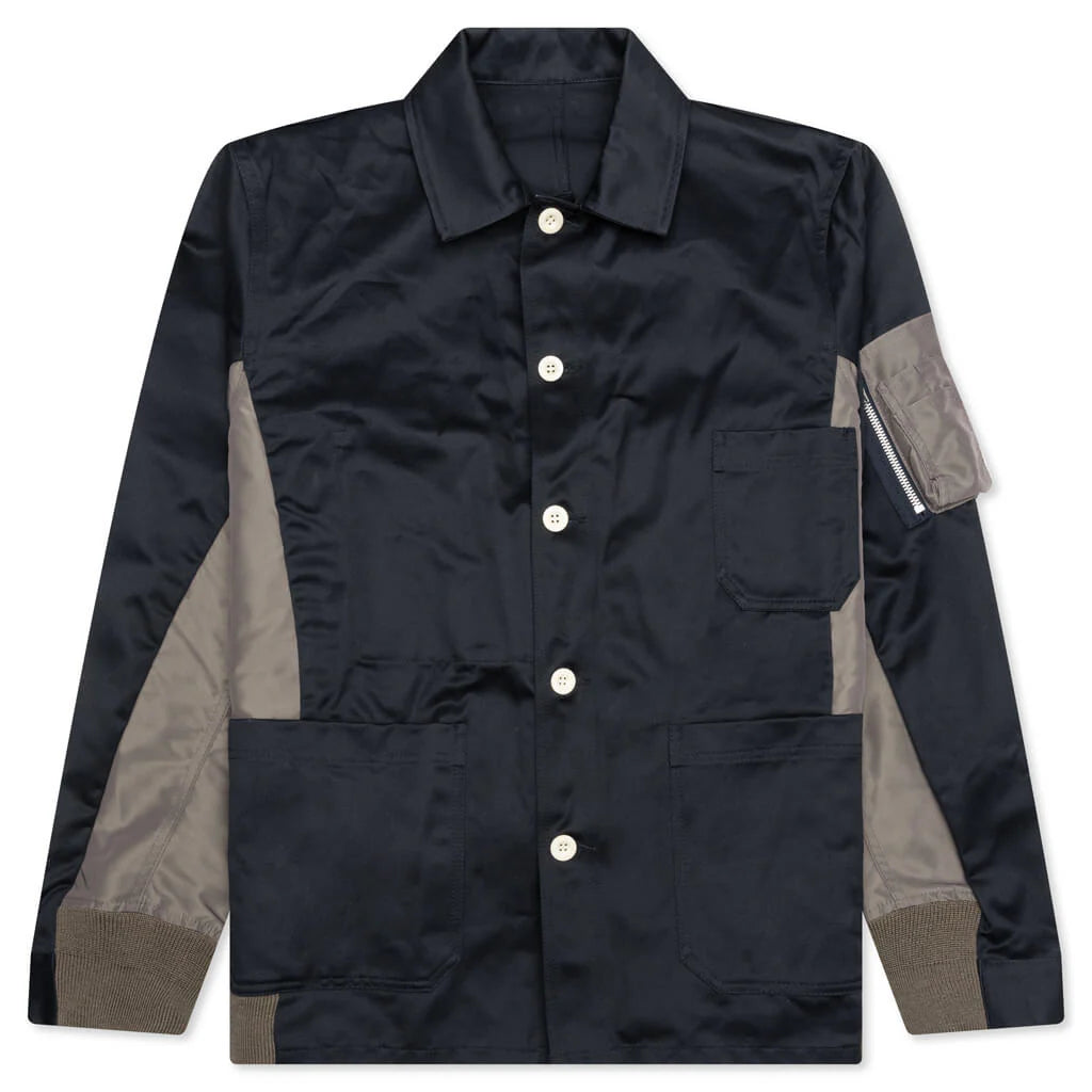 Cotton Chino x Nylon Twill Blouson Navy Taupe