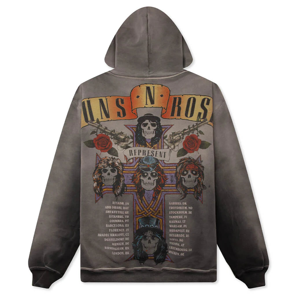 Represent x Guns N Roses Tour Hoodie Stained Black