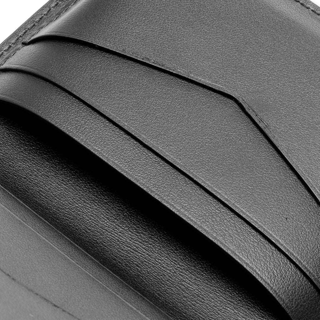 Braided Effect Leather Card Holder Black