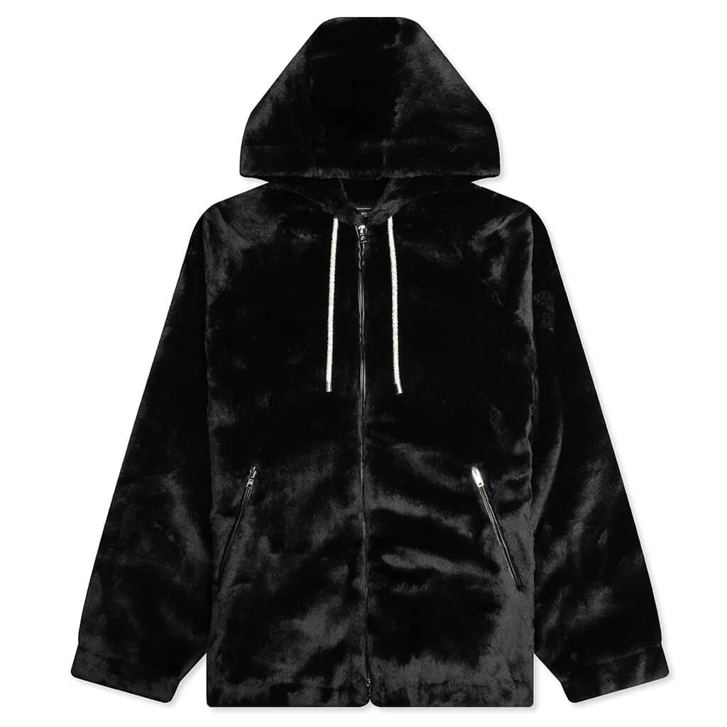 Acrylic Woven Full Zip Jacket Black