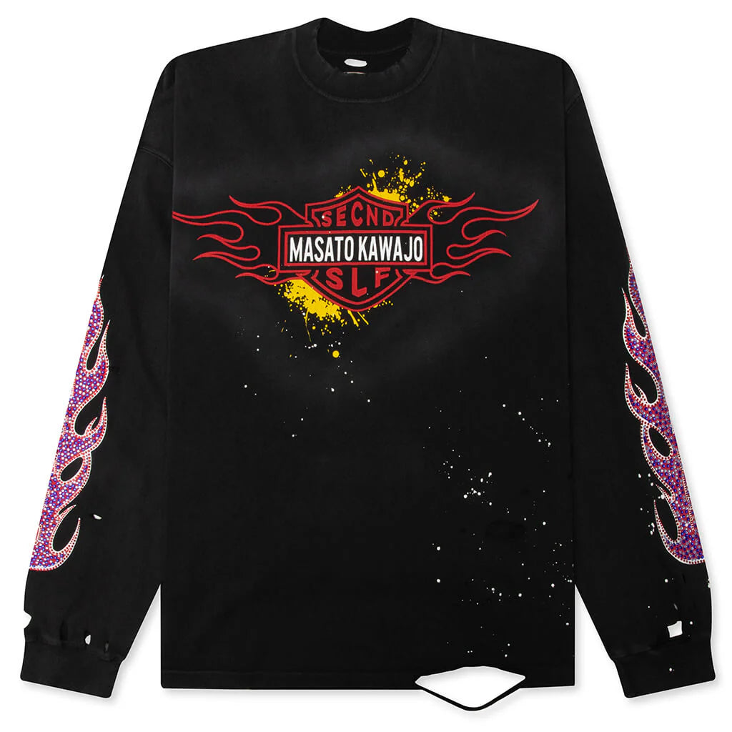SeCND SLF x Masato Kawajo Firestorm Vintage L S Black Red Teal