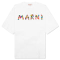 White Cotton T Shirt With Bouquet Prints Lily White 3
