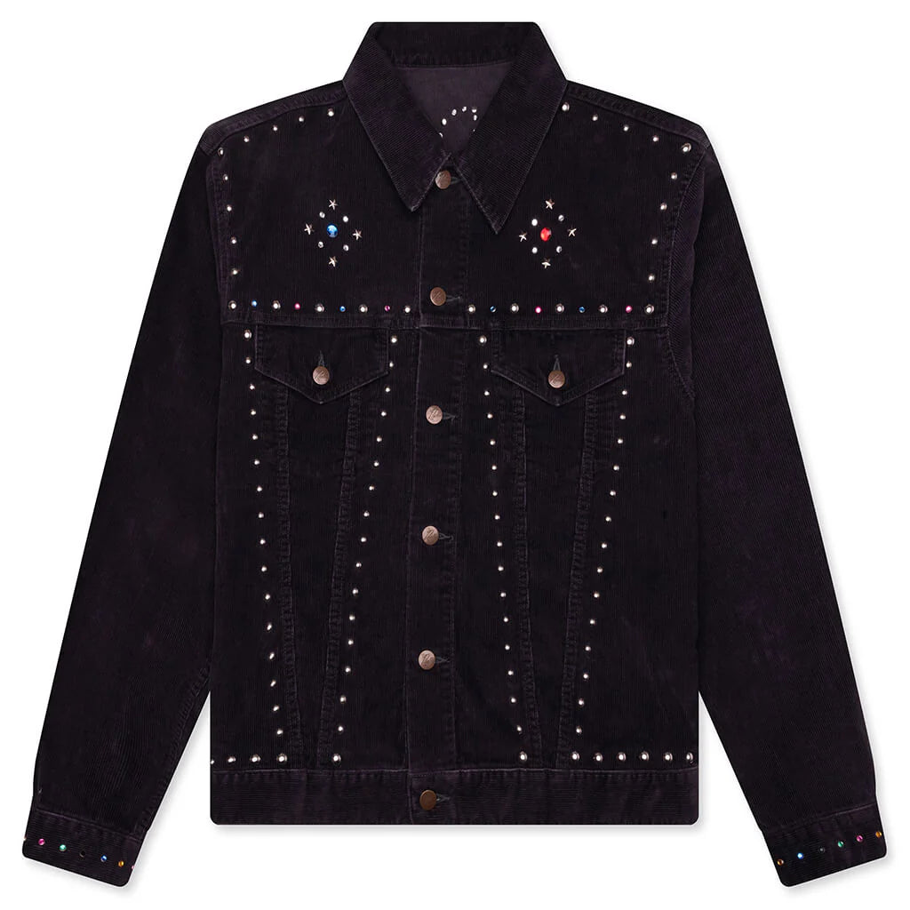 14W Corduroy Studded Jean Jacket Black