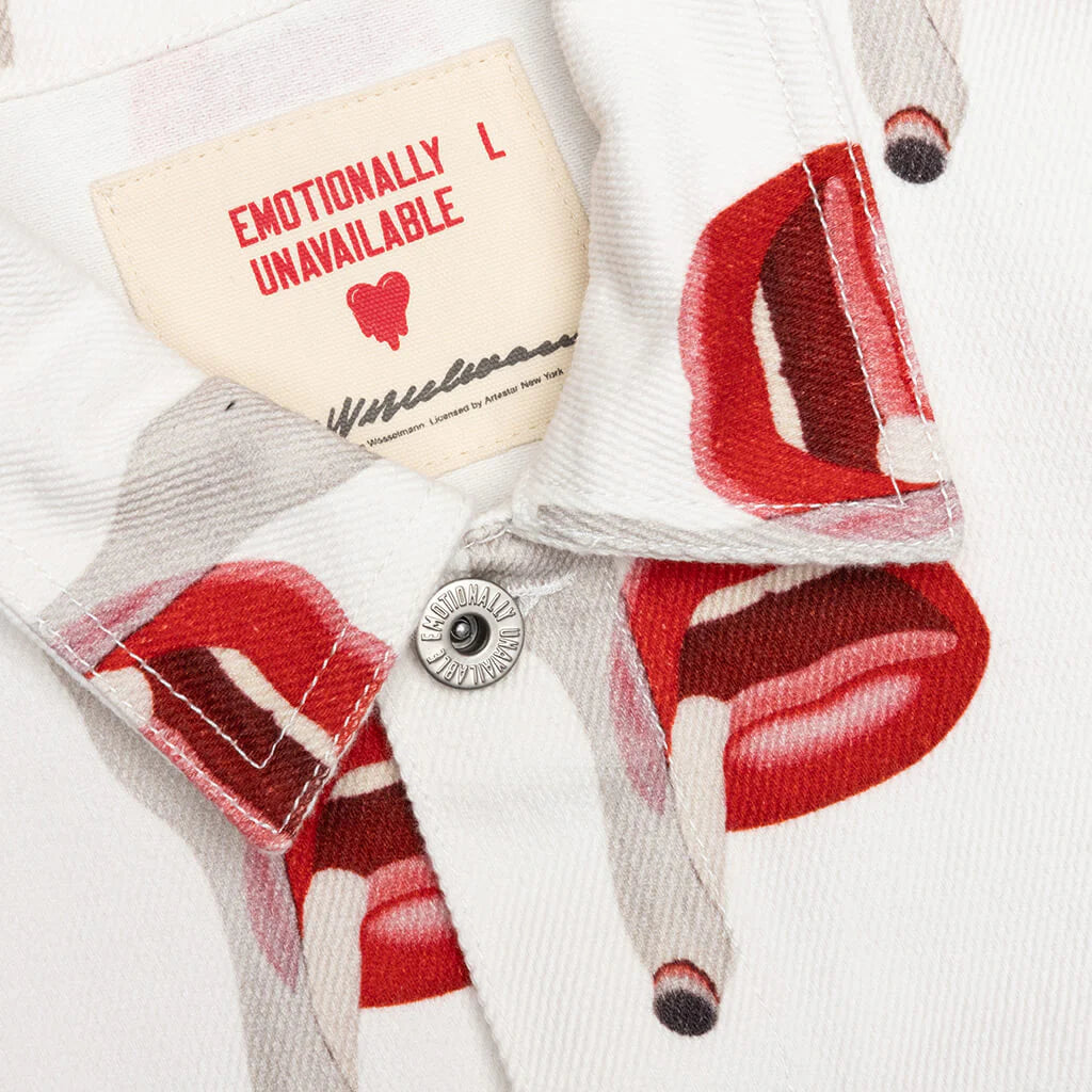Emotionally Unavailable x Tom Wesselmann Smoking Lips Jacket White