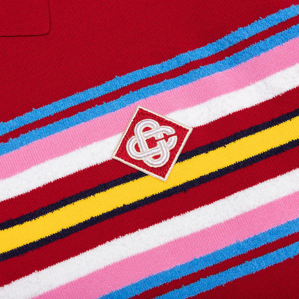 Oversized Striped Polo Multi Dark Red