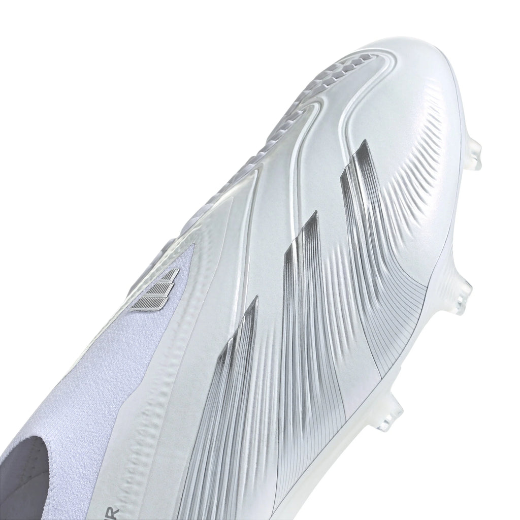 adidas Predator Elite Laceless FG Firm Ground Soccer Cleats White Silver Metallic White