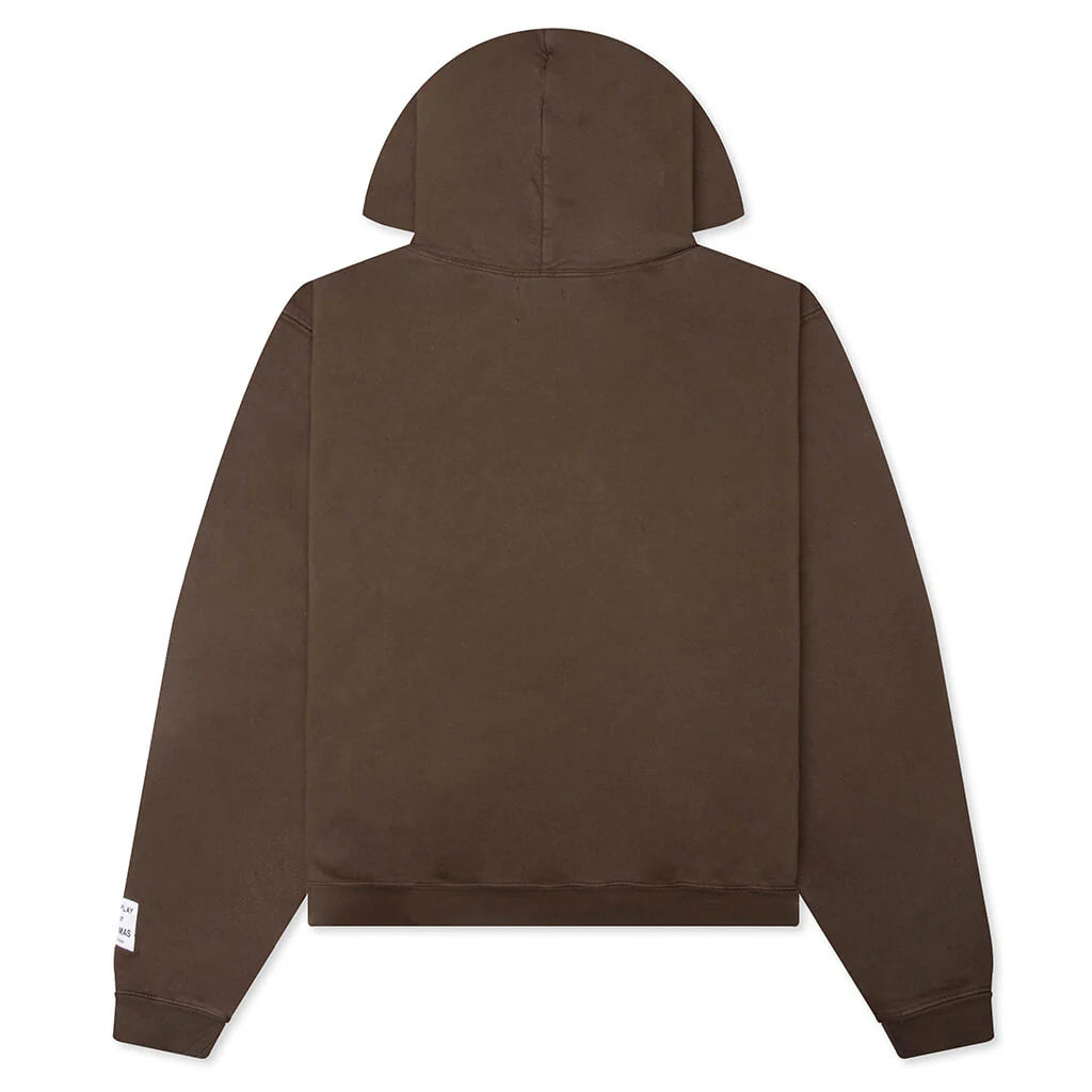 French Logo Painted Hoodie Sepia