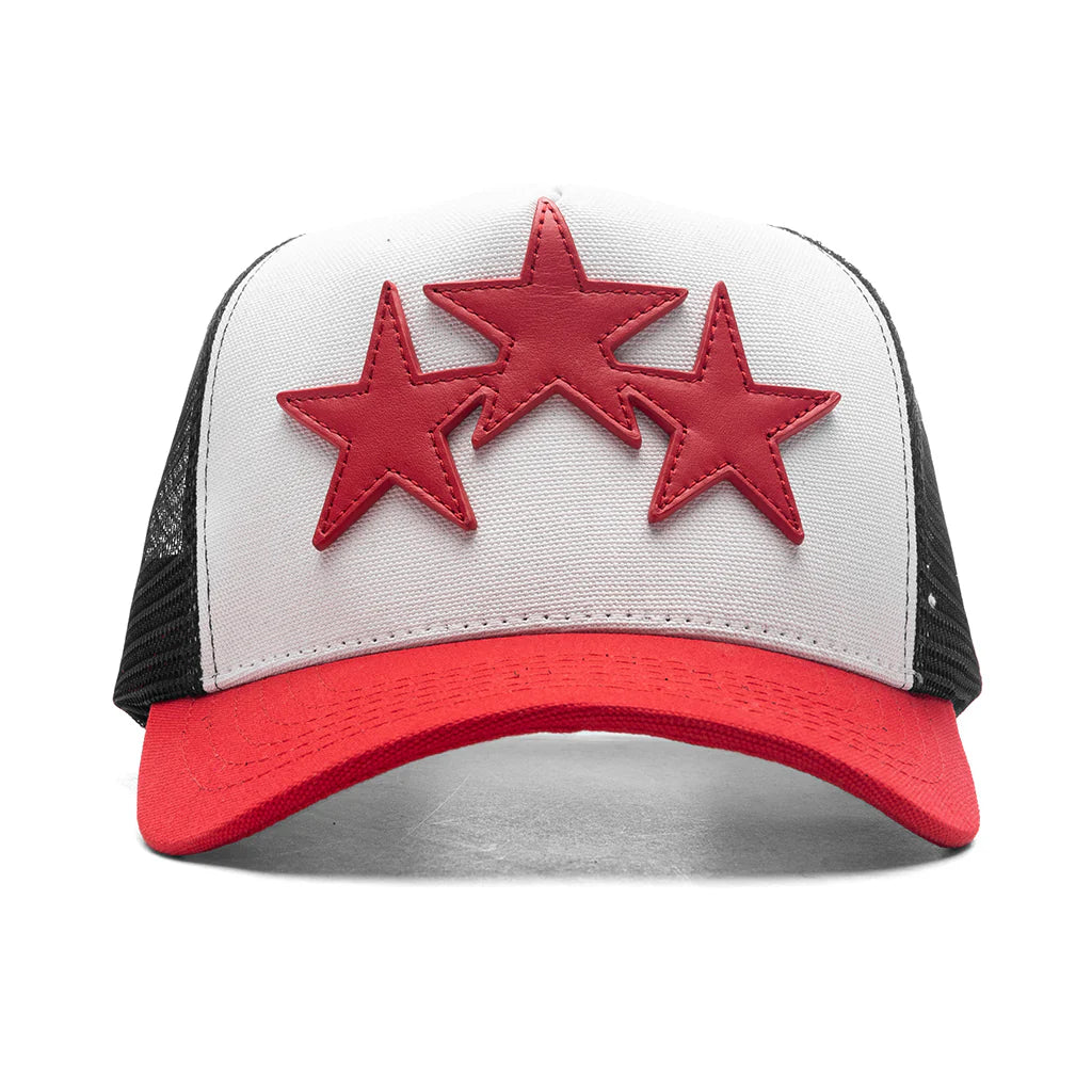 3 Star Trucker Hat Red