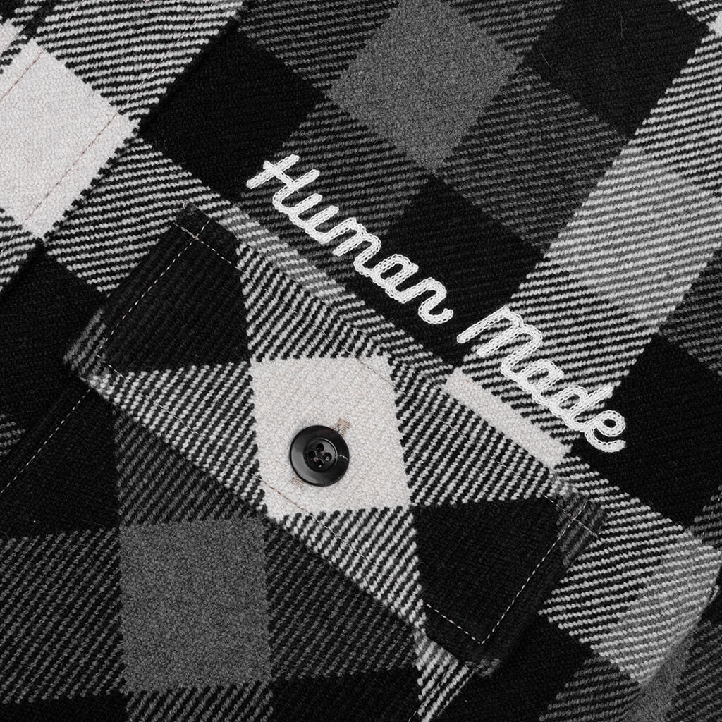 Wool Check Shirt Jacket Black