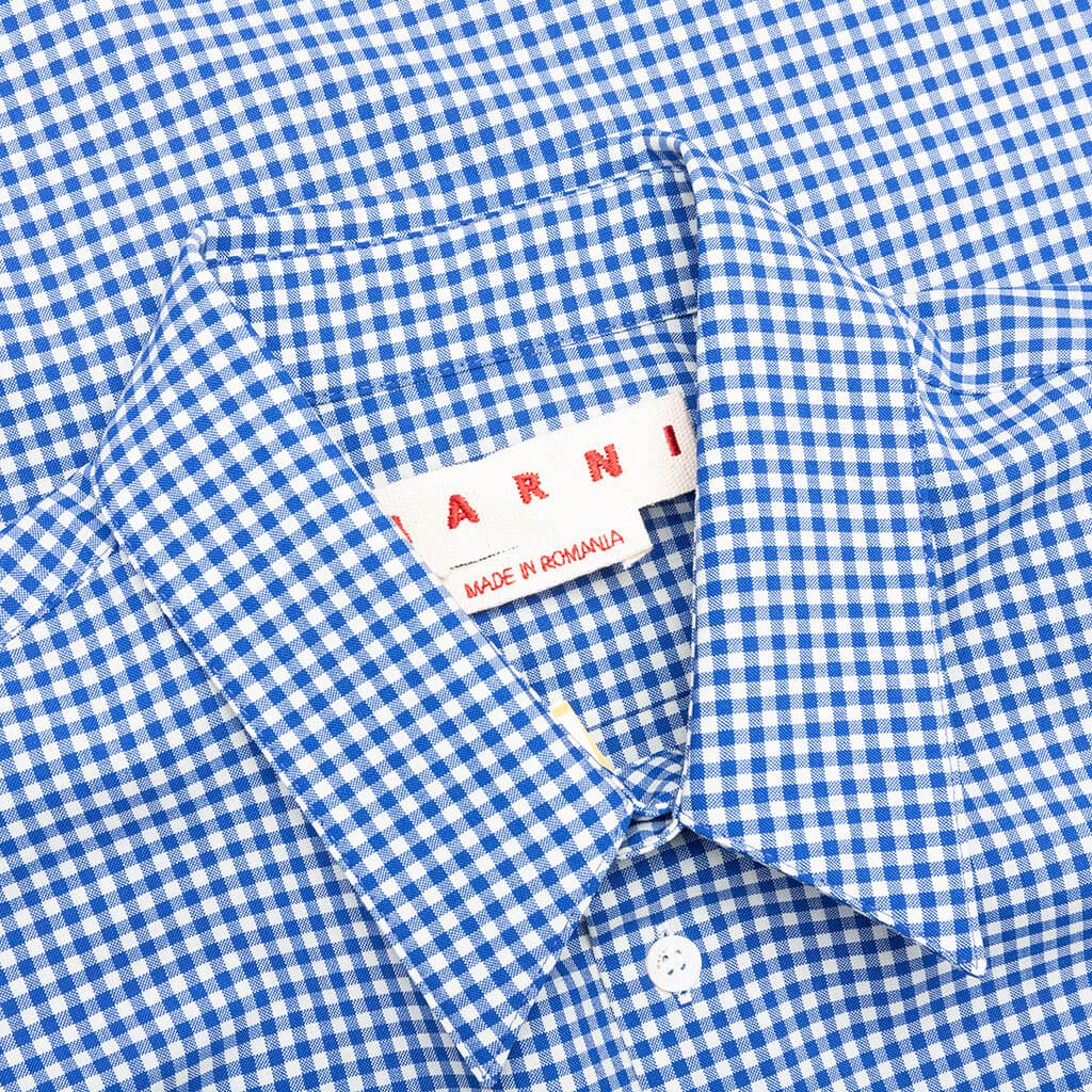 Checked Wool Shirt Blue White
