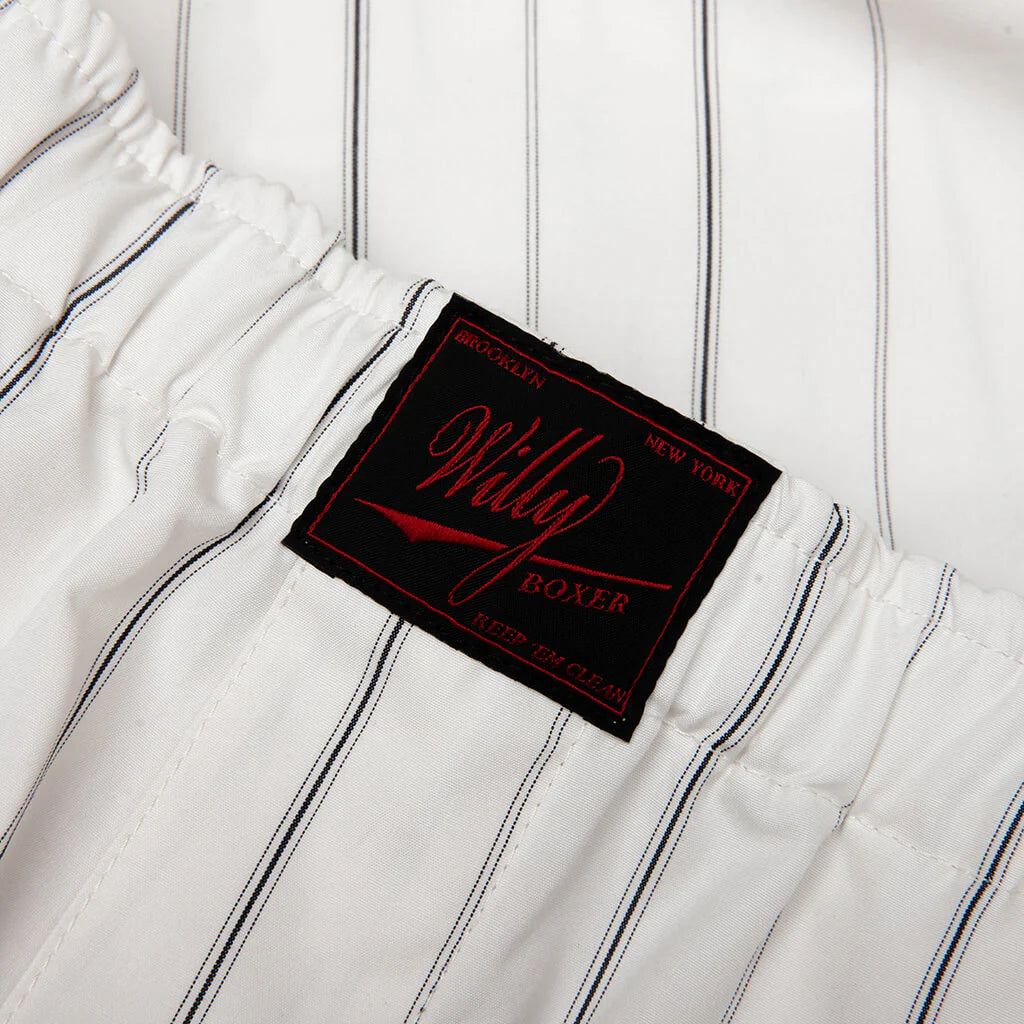 Willy Woven Boxer White Black Stripe