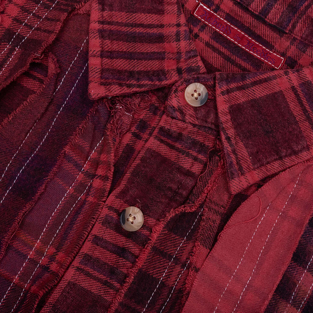 Ribbon Wide Over Dye Flannel Shirt Red