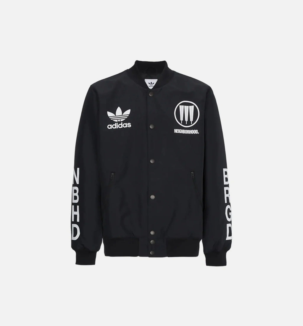 Neighborhood Mens Stadium Jacket Black White