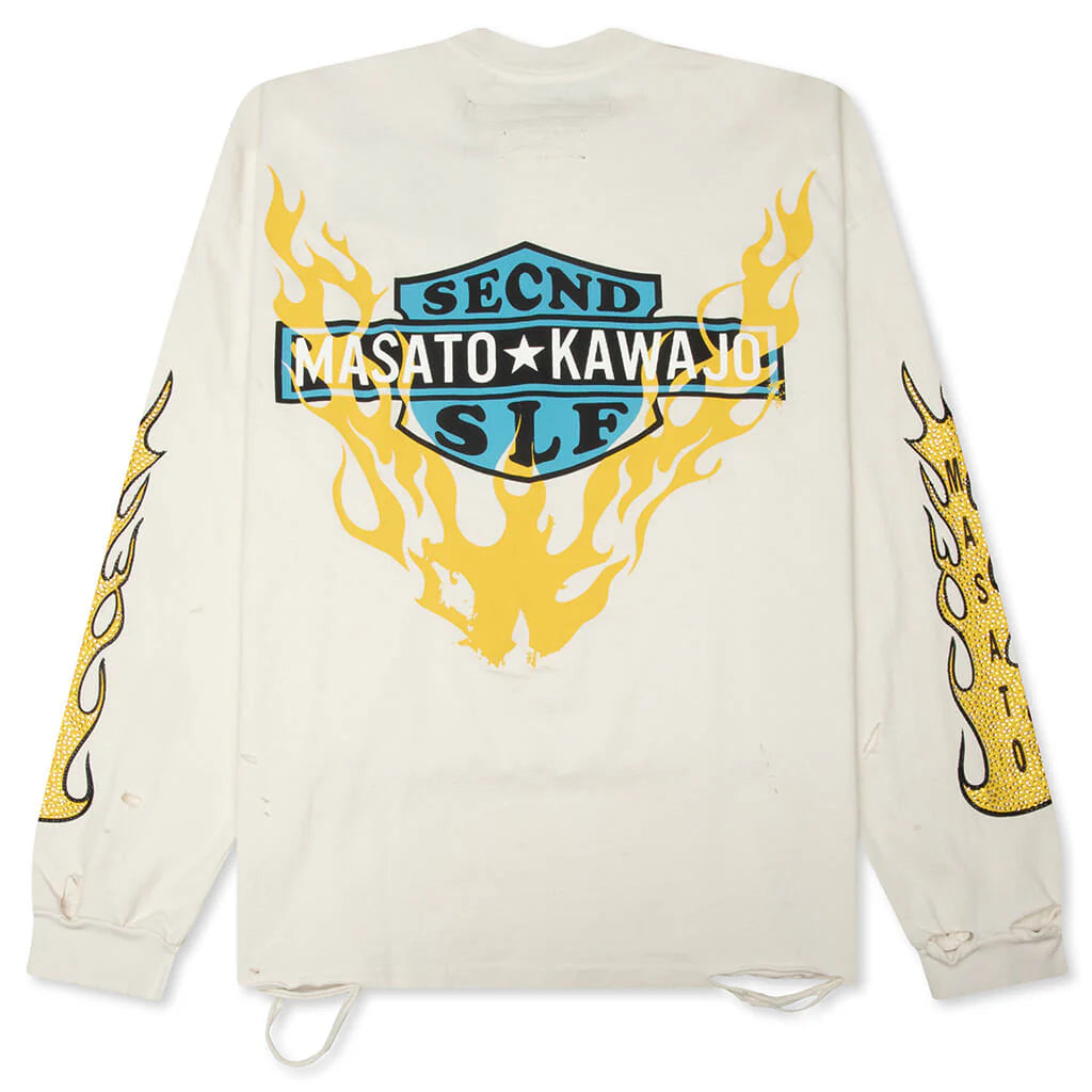 SeCND SLF x Masato Kawajo Firestorm Vintage L S Vintage White Yellow