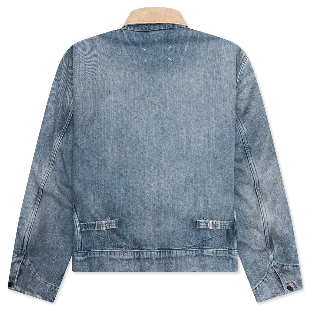 Denim Jacket with Corduroy Collar Light Blue